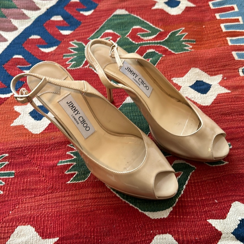 Jimmy Choo Patent Leather Nude Heels